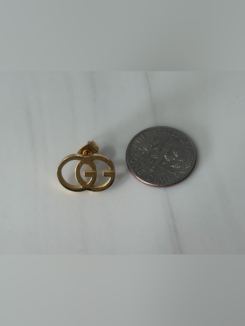 Gold Double-Interlock Stud Earring - Polished Gold Tone